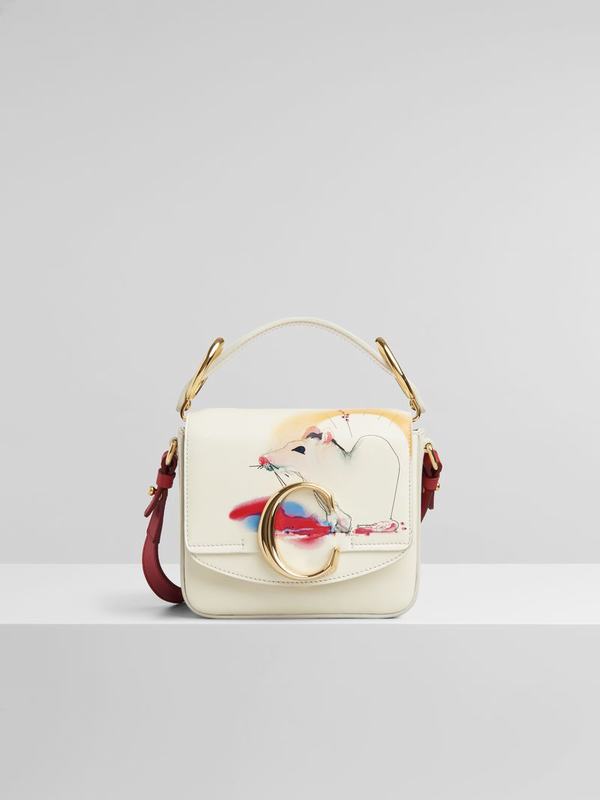 Mini Bolsos Mujer Chloé C Blancas Suede Cowhide SDZB26814